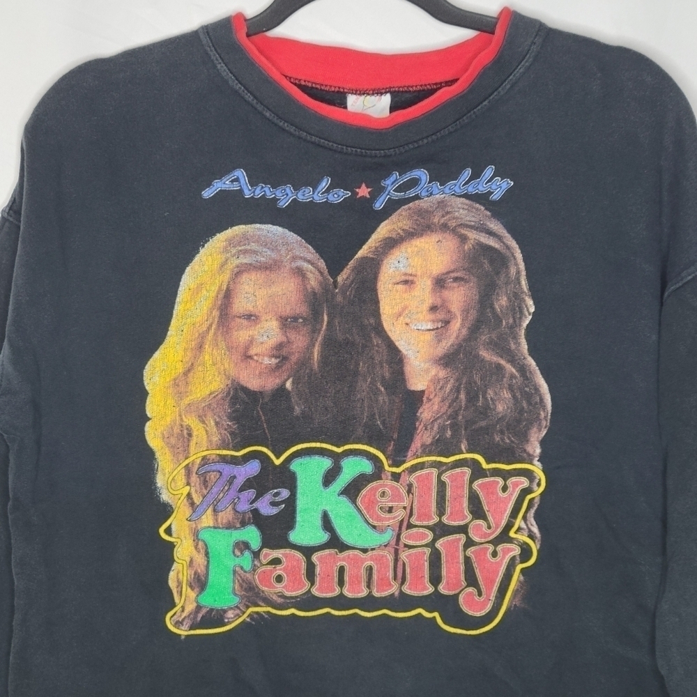 Vintage 80s The Kelly Family Band Womens Crop Graphic Crewneck Sweatshirt Size M - Picture 4 of 4